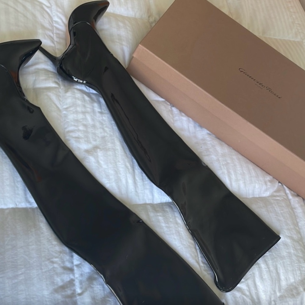 New Gianvito Rossi Vinyl Over the Knee Boots Size 38.5